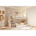 Lit 1 personne 90x200 cm avec 4 tiroirs lit simple en bois massif lit enfant avec chelle de scurit ...