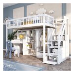 Lit 1 personne 90x200 cm avec sommier à lattes lit enfant multifonctionnel avec bureau et tiroirs de ... Lit 1 personne 90x200 cm avec sommier à lattes lit enfant multifonctionnel avec bureau et tiroirs de ...