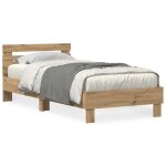 Promotion lit 1 personnes - lit - avec éclairage led chêne artisanal 75x190 cm - bois dingénierie 35807 ... Promotion lit 1 personnes - lit - avec éclairage led chêne artisanal 75x190 cm - bois dingénierie 35807 ...