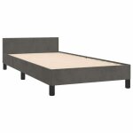 Lit 1 place - cadre de lit adulte sans matelas gris fonc� 90x190 cm velours 180