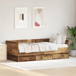 Lit 1 place cadre de lit 1 personne - lit dappoint rustique bois ancien bois dingénierie 90 x 200 cm ... Lit 1 place cadre de lit 1 personne - lit dappoint rustique bois ancien bois dingénierie 90 x 200 cm ...