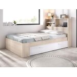 Lit 120 x 190 cm avec rangements - coloris : naturel et blanc - vardiel