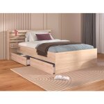 Lit 120 x 190 cm avec rangements - coloris : naturel - tenalia