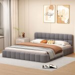 Lit 140x190 avec t�te de lit et sommier � latteslit double tapiss� lit au solcadre de litrembourr�lit ...