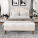 Lit 140 x 190 avec sommier lit cadre double en velours avec tte de lit  lattes en bois massif 140x190 ...