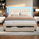 Lit 140 x 190 avec sommier ? lit coffre ? lit adulte / lit ado ? led ? lit rangement ? 2 tiroirs ? lit ...