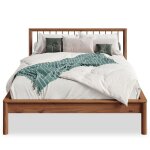 Lit 140 x 200 avec sommier apoana en bois massif coloris châtaignier cadre robuste avec tête de lit à ... Lit 140 x 200 avec sommier apoana en bois massif coloris châtaignier cadre robuste avec tête de lit à ...