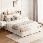 Lit 140x190 cm avec led - smyz - lit coffre 140x190 avec sommier  lattes - cadre de lit adulte - tissu ...