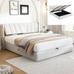 Lit coffre - langtu - 140x190 cm - t�te de lit 3 positions - led 4w t�l�commande - port usb type - c