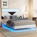 Lit 140x190 avec led cadre de lit adulte avec chargement usb lit rembourr� en velours lit double lit ...
