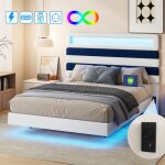 Lit 140x190 avec led somubi lit double avec usb / type - c lit suspendu cadre de lit 140x190 cm velours ...