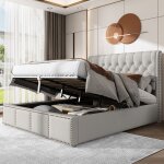 Lit 140x190 avec rangement des sommierslit coffre 140x190 avec sommier � latteslit rembourr� en coton ...