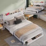 Lit 140x200 cm - lit adulte 140x200 cm - led - usb - tissu en velours - cadre de lit adulte - structure ...