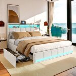 Lit 140x200 cm avec tiroirs lit double avec tiroirs chargement usb + type c cadre de lit avec sommier ... Lit 140x200 cm avec tiroirs lit double avec tiroirs chargement usb + type c cadre de lit avec sommier ...