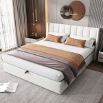 Lit coffre 140x200cm lit double avec led et usb lit hydraulique avec sommier à lattes lit rembourré avec ... Lit coffre 140x200cm lit double avec led et usb lit hydraulique avec sommier à lattes lit rembourré avec ...