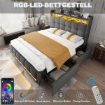 Lit 140x200 avec sommier lit 2 personnes avec led lit 2 place adulte 4 tiroirs de rangement usb tte ...