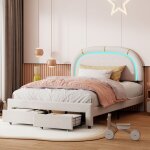 Lit 140x200 avec sommierlit 2 places pour enfants avec 2 tiroirs et led lit double velours pour adultes ...