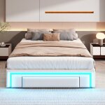 Lit 140x200cm avec 2 tiroirs - barre lumineuse led - lit double - sans tête de lit - lit 2 personnes ... Lit 140x200cm avec 2 tiroirs - barre lumineuse led - lit double - sans tête de lit - lit 2 personnes ...