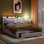 Lit 160 x 200 avec rangement de chevet caché et tiroirs lit 2 personnes avec led et usb cadre de lit ... Lit 160 x 200 avec rangement de chevet caché et tiroirs lit 2 personnes avec led et usb cadre de lit ...
