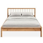 Lit 160 x 200 avec sommier apoana en bois massif coloris ch�taignier cadre robuste avec t�te de lit � ...