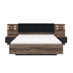 Lit deux places petits - meubles - romane - 265 x 206 x 98cm - bois et noir