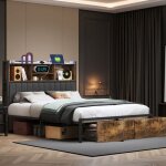 Lit 160x200 cm - cozy - led - lit adulte 160x200 cm - cadre de lit double 160x200 cm - m�tal sommier ...