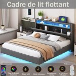 Lit 160x200 avec prise usb et lumière led lit double capitonne plat avec tête de lit réversible et pied ... Lit 160x200 avec prise usb et lumière led lit double capitonne plat avec tête de lit réversible et pied ...