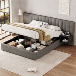 Lit 160x200 avec sommier et 2 table de chevet lit coffre rangement pour adulte adoking sizette de lit ...