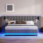 Lit 180 * 200rembourré lit adulte avec sommier et grande tête de lit avec spotlit double avec bande led ... Lit 180 * 200rembourré lit adulte avec sommier et grande tête de lit avec spotlit double avec bande led ...
