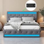 Lit 180x200 avec sommier - lit adulte ? 4 tiroirs ? led ? 2 usb & 1 type - c ? lit 2 personnes avec rangement ...