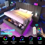 Lit 180x200 avec sommier lit coffre led pour double adultecadre de lit avec rangement et usb - ct�te ...