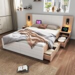 Lit 180x200 avec 2 tiroirs et table de chevet lit 2 place avec sommier et usb tête de lit longuelampe ... Lit 180x200 avec 2 tiroirs et table de chevet lit 2 place avec sommier et usb tête de lit longuelampe ...