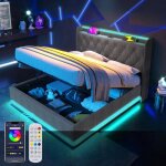Lit 180x200 avec sommier led et usb c lit coffre avec espace de rangement lit double avec à lattes en ... Lit 180x200 avec sommier led et usb c lit coffre avec espace de rangement lit double avec à lattes en ...