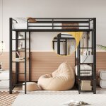 Lit 2 personnes 140x200 cm avec �chelle lit mezzanine avec table penderie et rangement cadre de lit adulte ...