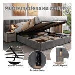 Lit 2 personnes 160x200 cm avec led et chargeur usb cadre de lit adulte avec sommier � lattes en m�tal ...