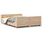 Lit 2 personnes - uu - cadre de lit - matelas non inclus - 140x200 cm - desgin classique - bois massif ...