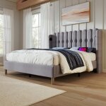 Lit capitonn lit double 140x200 lit adulte lit 2 places avec sommier  lattes et cadre de lit avec usb ...