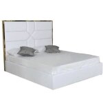 Lit 2 places 140x190 cm gold mark similicuir avec sommier intgr