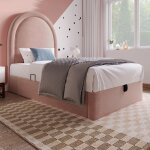 Lit 90x190 cm lit coffre denfant rembourr lit simple - sweiko - velours rose