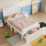 Lit pour adolescent 90 x 190 cm lit enfant simple avec design cratif en blocs avec tiroirs et espace ...