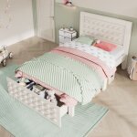 Lit pour adolescent 90 x 200 cm lit enfant simple avec design cratif en blocs avec tiroirs et espace ...