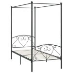 Lit adulte - 120 x 200 cm lit double cadre de lit à baldaquin gris métal 120x200 cm chy98152476 Lit adulte - 120 x 200 cm lit double cadre de lit à baldaquin gris métal 120x200 cm chy98152476