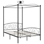 Lit adulte - 120 x 200 cm lit double cadre de lit  baldaquin noir mtal 120x200 cm chy13810450