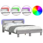 Lit adulte - 120x190 cmlit double cadre de lit avec led sonoma gris chy56100283