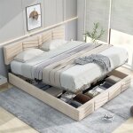 Lit coffre 140x190 - sea wall - 140x190 cm - coffre de rangement - sommier � lattes - t�te de lit r�glable ...