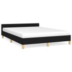 Lit adulte - 140x190 cm lit double cadre de lit avec tte de lit noir tissu chy17407661