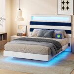 Lit adulte 140x190 cm led cadre de lit en sommier tissu en velours blanc