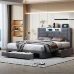 Lit adulte 160 x 200 cm avec 3 tiroirs tête de lit avec éclairage led et prise usb type c sommier à lattes ... Lit adulte 160 x 200 cm avec 3 tiroirs tête de lit avec éclairage led et prise usb type c sommier à lattes ...