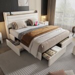 Lit adulte 160 x 200 - redom - lit 2 place lit avec 4 tiroirs port usb et fonction de rangement - velours ...