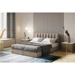 Lit adulte 160x200 cm city - avec matelas ressorts int�gr�s rangement et surmatelas ? tissu velours - ...